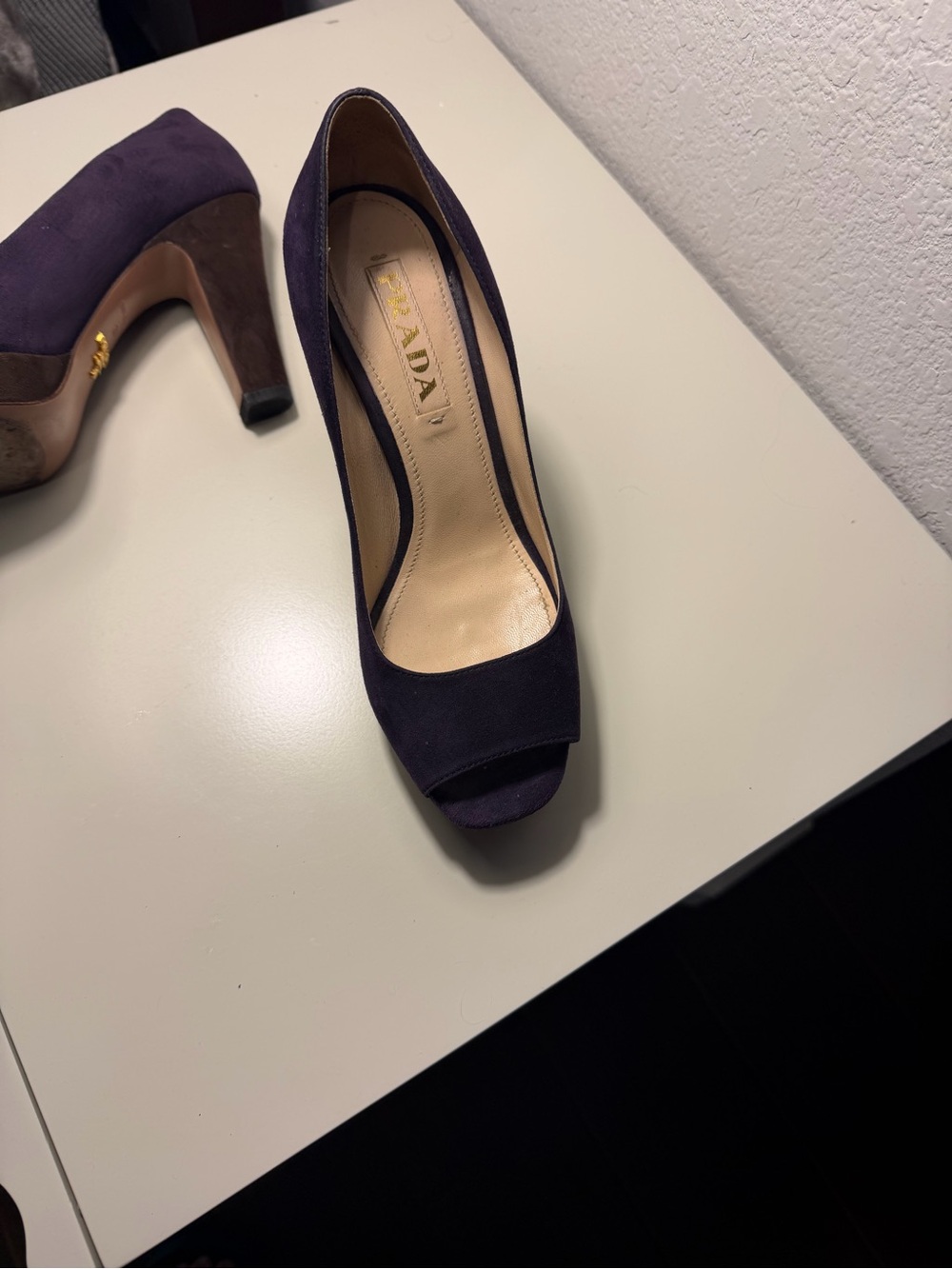Prada Deep Purple Peep-Toe Platform Pumps - Picture 6 of 6